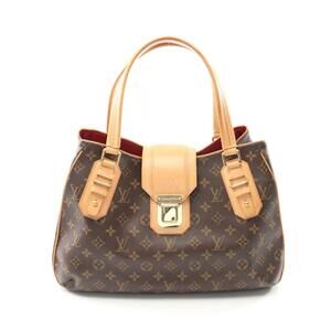 Louis Vuitton Greet Handbag Canvas Leather Monogram Brown